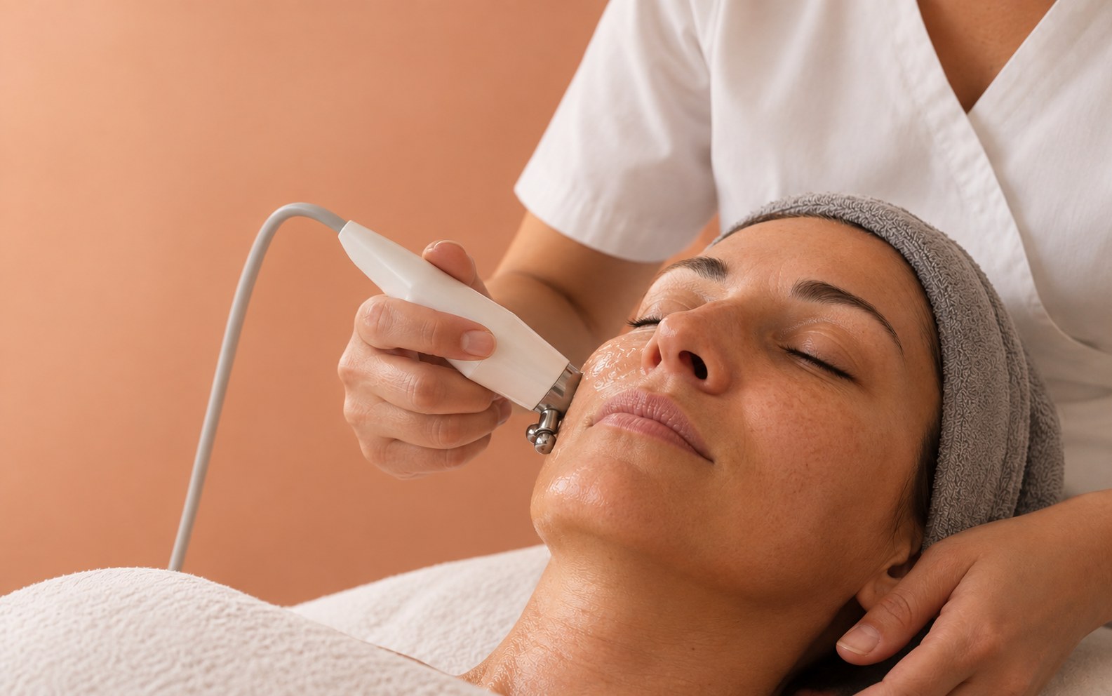 Soin du visage avec appareil à l'institut Douce Beauté